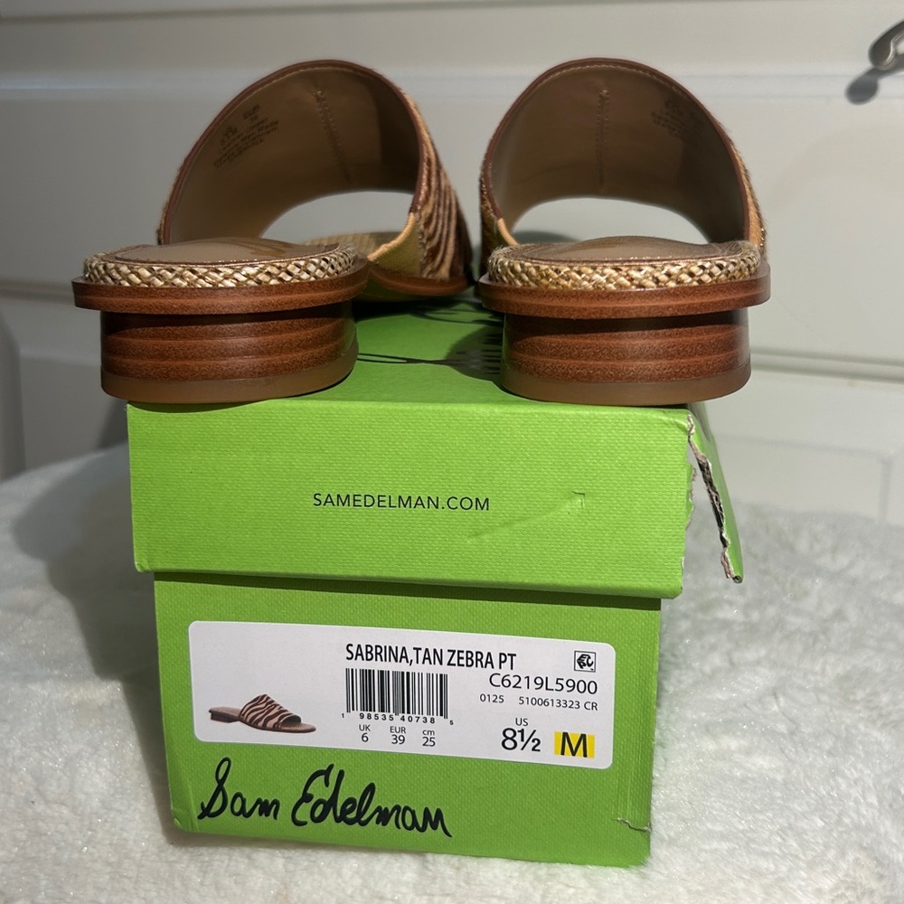 Sam Edelman Sabrina Tan Zebra Slide Sandals - Picture 6 of 16